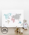pastelowa mapa, mapa dla dzieci, mapa świata